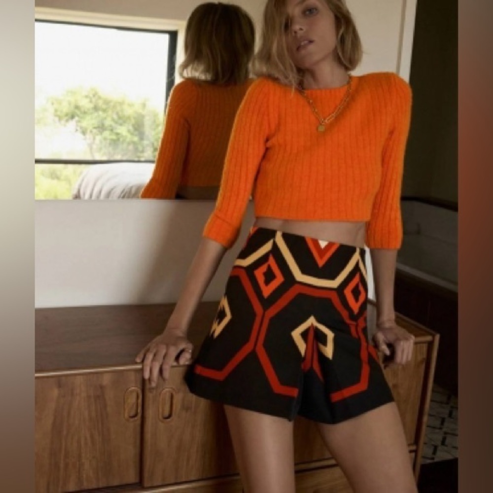 Zara High Waisted Geometric Print Shorts